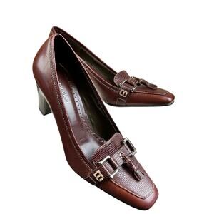 Naturalizer Honor Pumps Women Size 6 1/2 Burgundy Brown Leather Tasseled Buckle